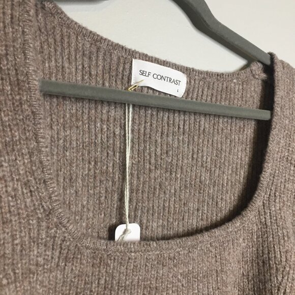 NWT! Self Contrast Sweater with Puff Sleeves | Brown | Large - Picture 11 of 11